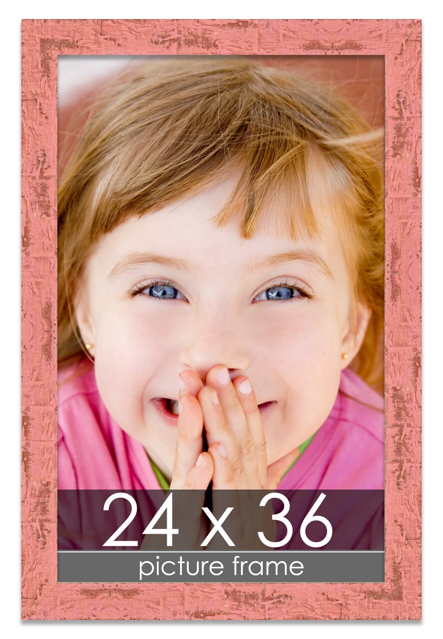 Shabby Chic Pink Picture Frame - UV Acrylic, Foam Board Backing, Hanging Hardware